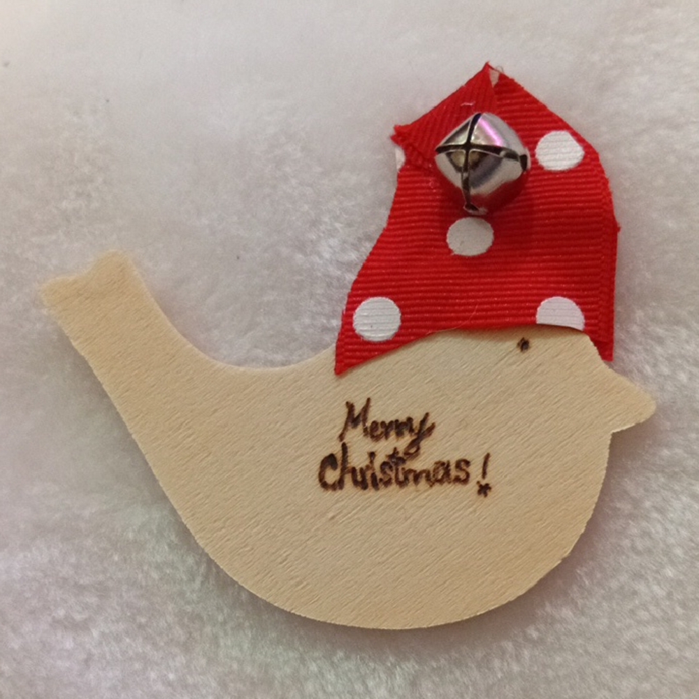 Festive Bird Ornament with Red Polka Dot Hat